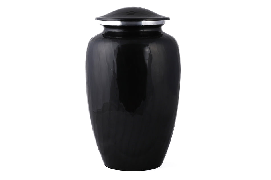 Vase schwarz mit welligem Muster