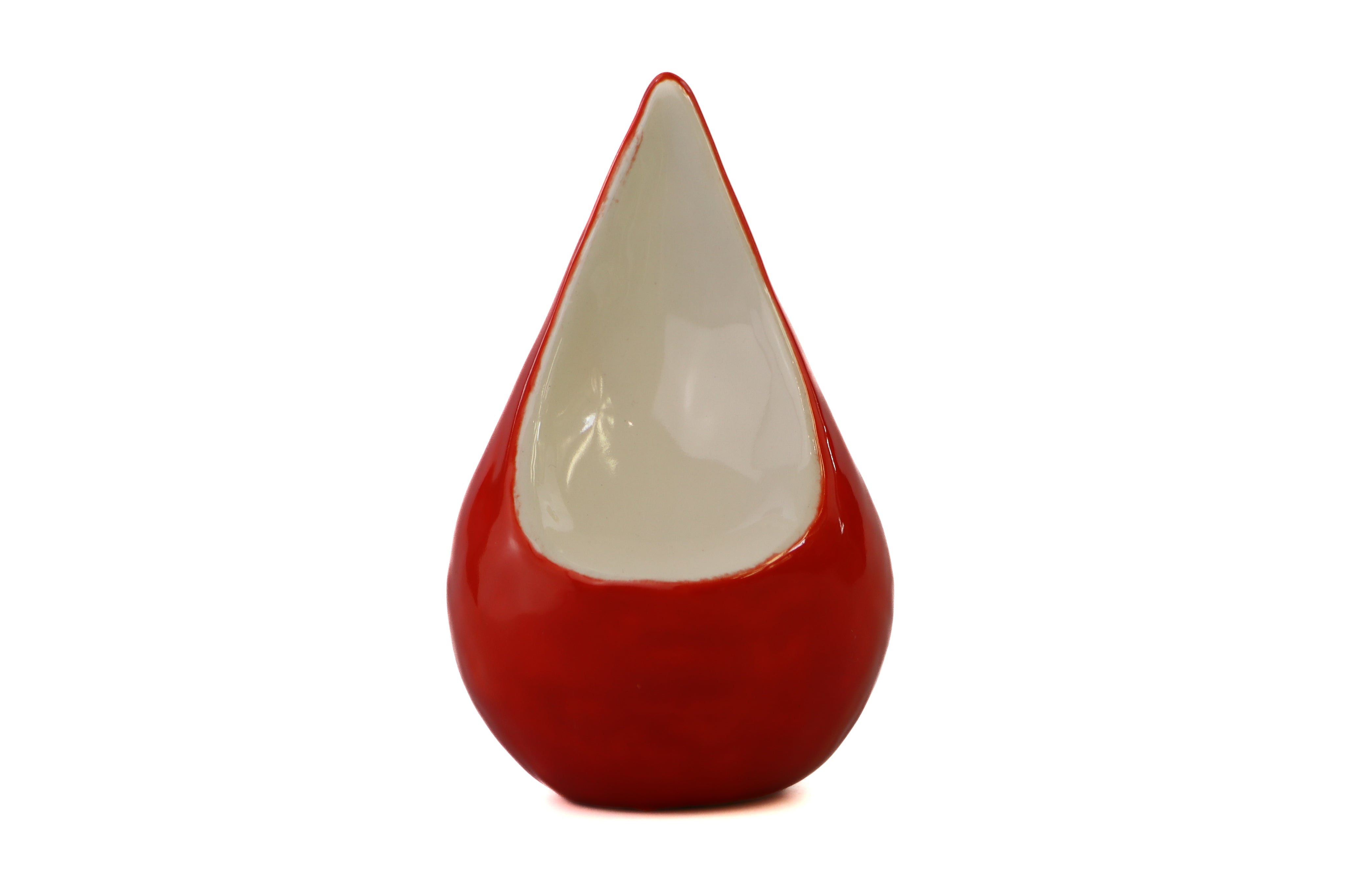 Handmade mini tear urn red and soft white Red