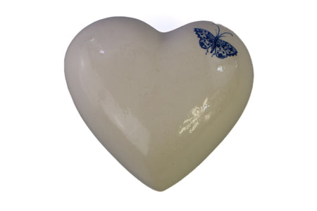 Mini urn white cream with delft blue butterfly Beige