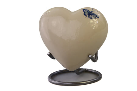 Mini urn white cream with delft blue butterfly Beige