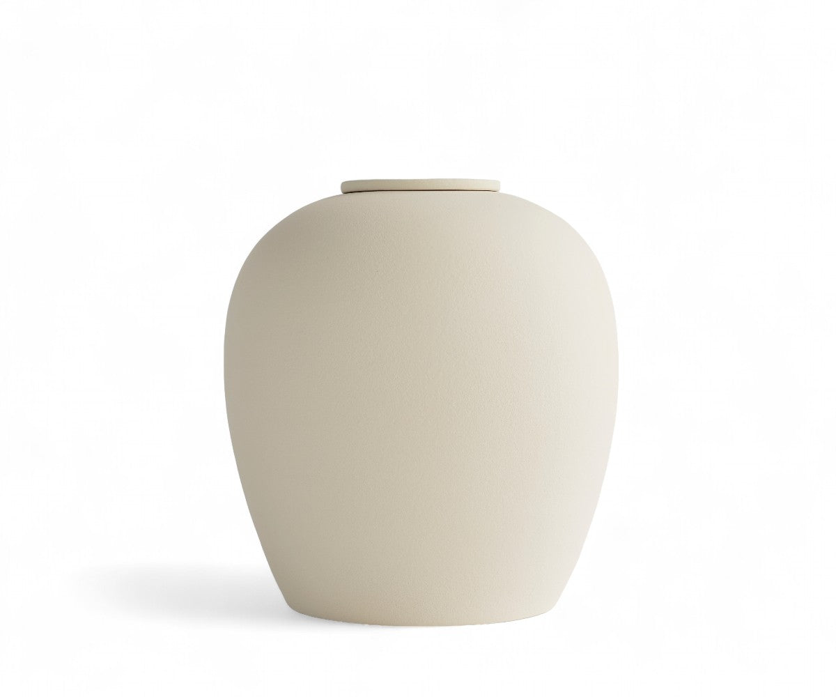 VERNO - handmade eco urn in soft beige engobe Beige