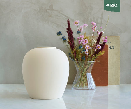 VERNO - handmade eco urn in soft beige engobe Beige