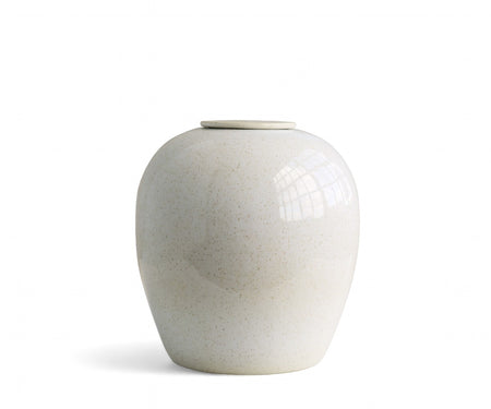 VERNO - handmade urn in white speckled ceramic White