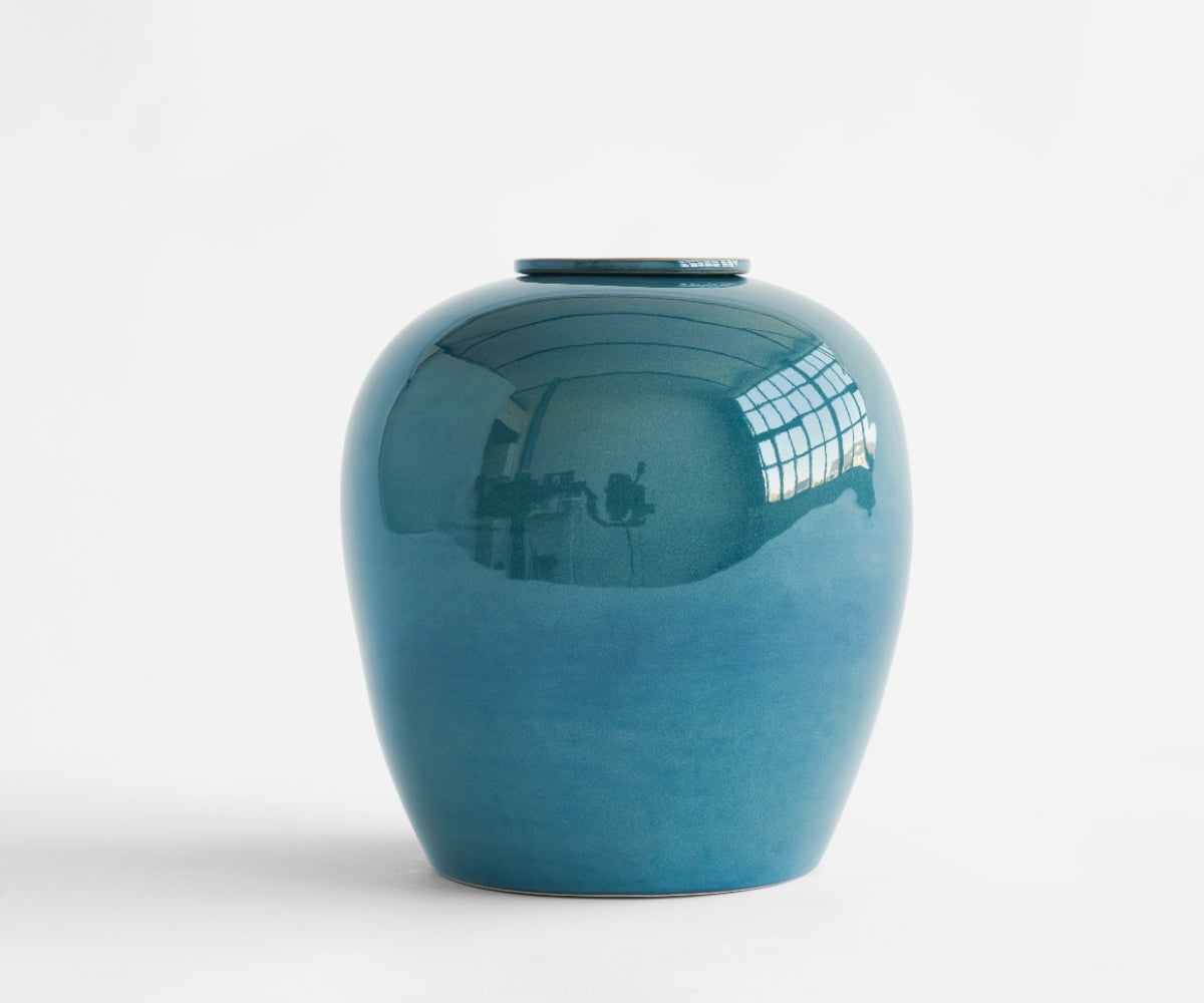 VERNO - handmade urn in green and blue ceramic Blue