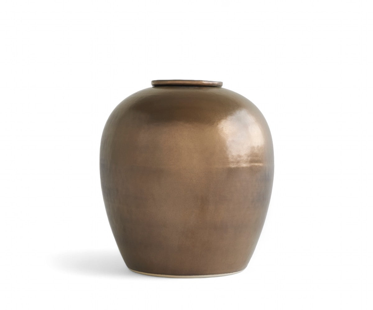 VERNO - handmade urn in copper-colored metallic ceramic Copper metallic