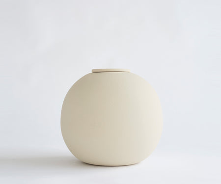 DIONA - handmade eco urn in soft beige engobe Beige