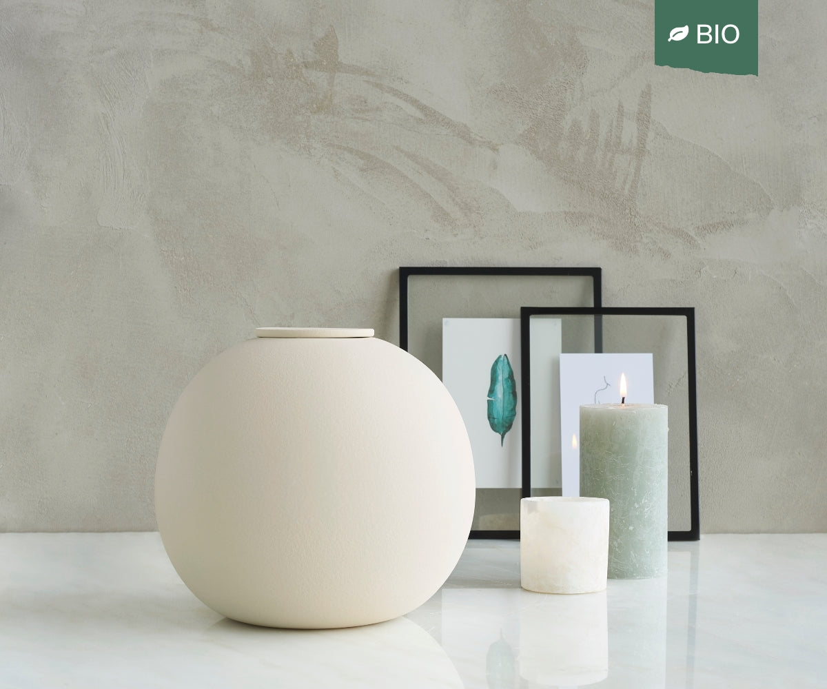 DIONA - handmade eco urn in soft beige engobe Beige