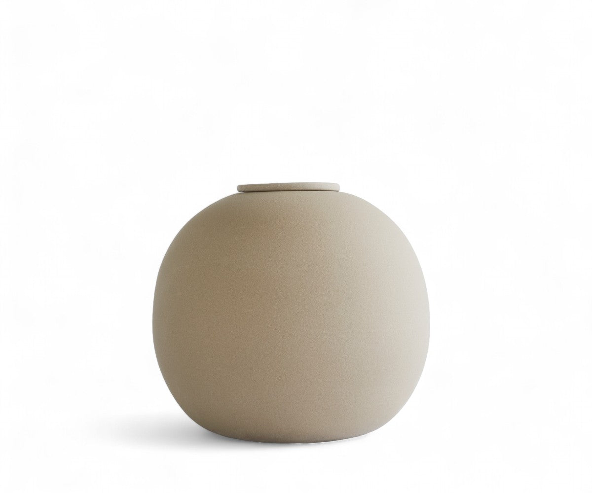 DIONA - handmade eco urn in sand-colored engobe Sand-colored