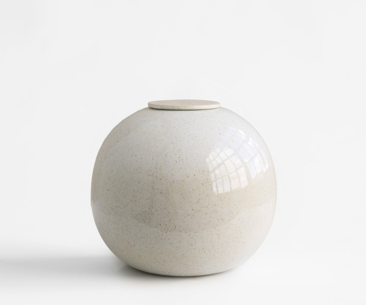 DIONA - handmade urn in white speckled ceramic White