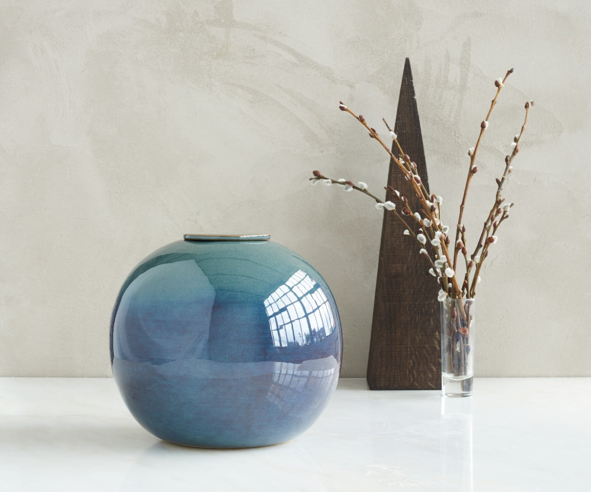 DIONA - handmade urn in green and blue ceramic Green Blue