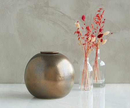 DIONA - handmade urn in copper-colored metallic ceramic Copper metallic