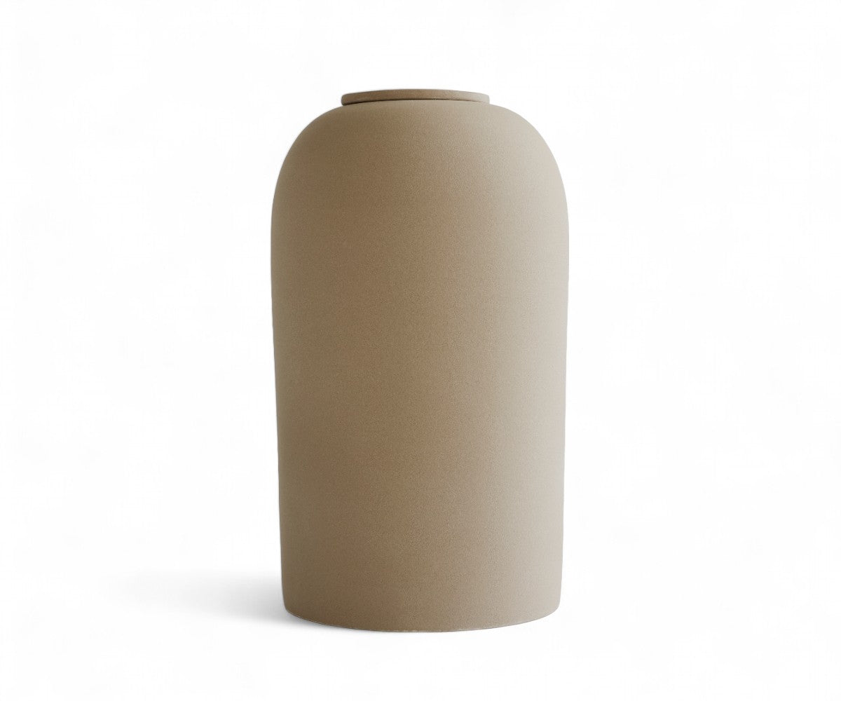 PELION - handmade eco urn in sand-colored engobe Sand-colored