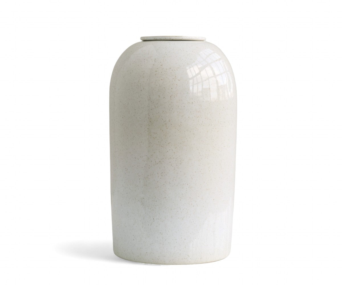 PELION - handmade urn in white speckled ceramic White