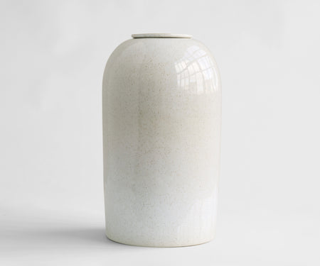 PELION - handmade urn in white speckled ceramic White