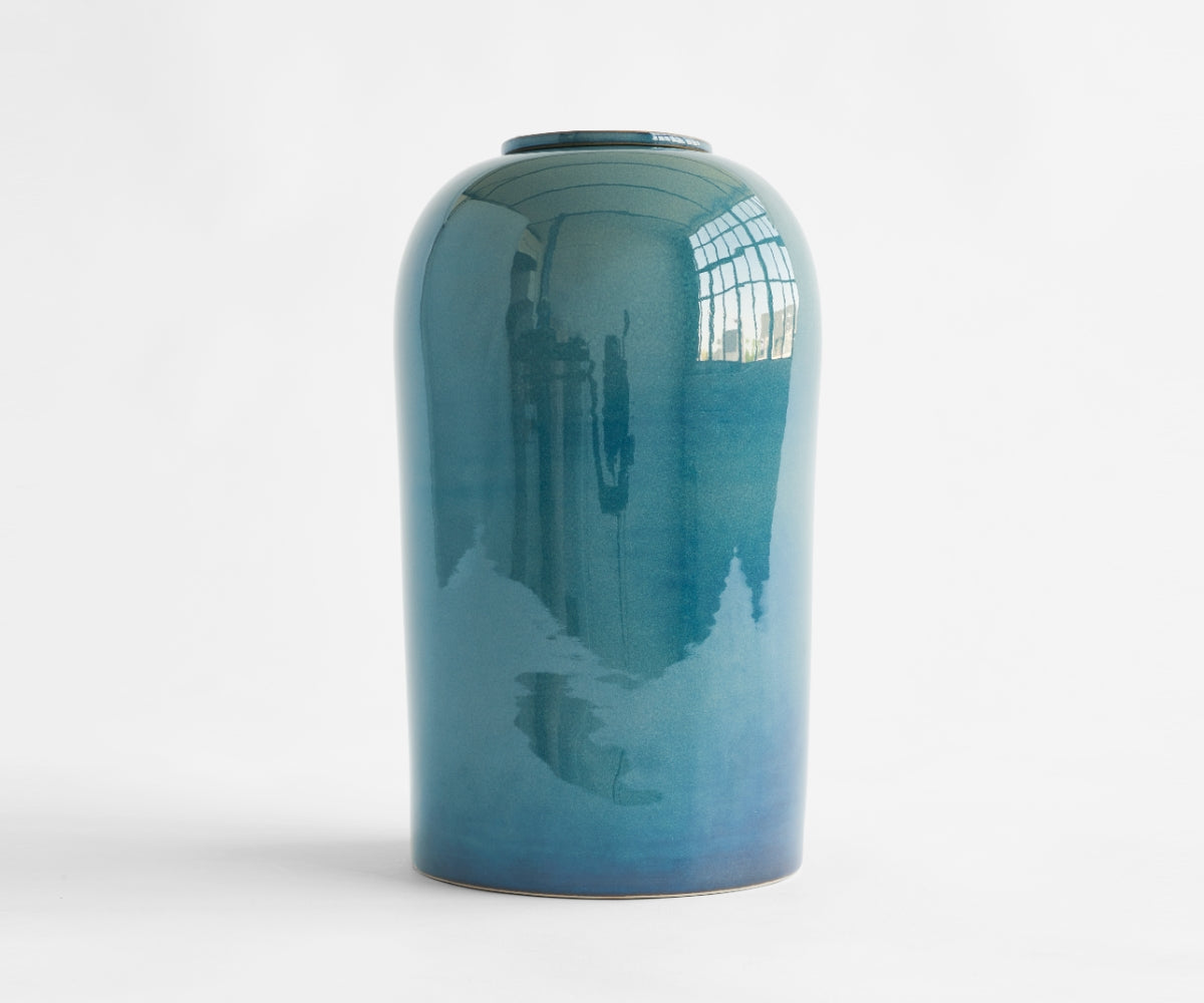 PELION - handmade urn in green and blue ceramic Blue