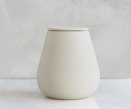 ATHOS - handmade eco urn in soft beige engobe Beige