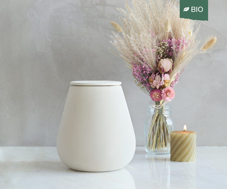 ATHOS - handmade eco urn in soft beige engobe Beige