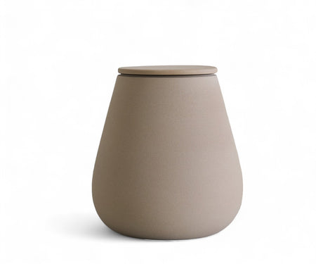 ATHOS - handmade eco urn in sand-colored engobe Sand-colored