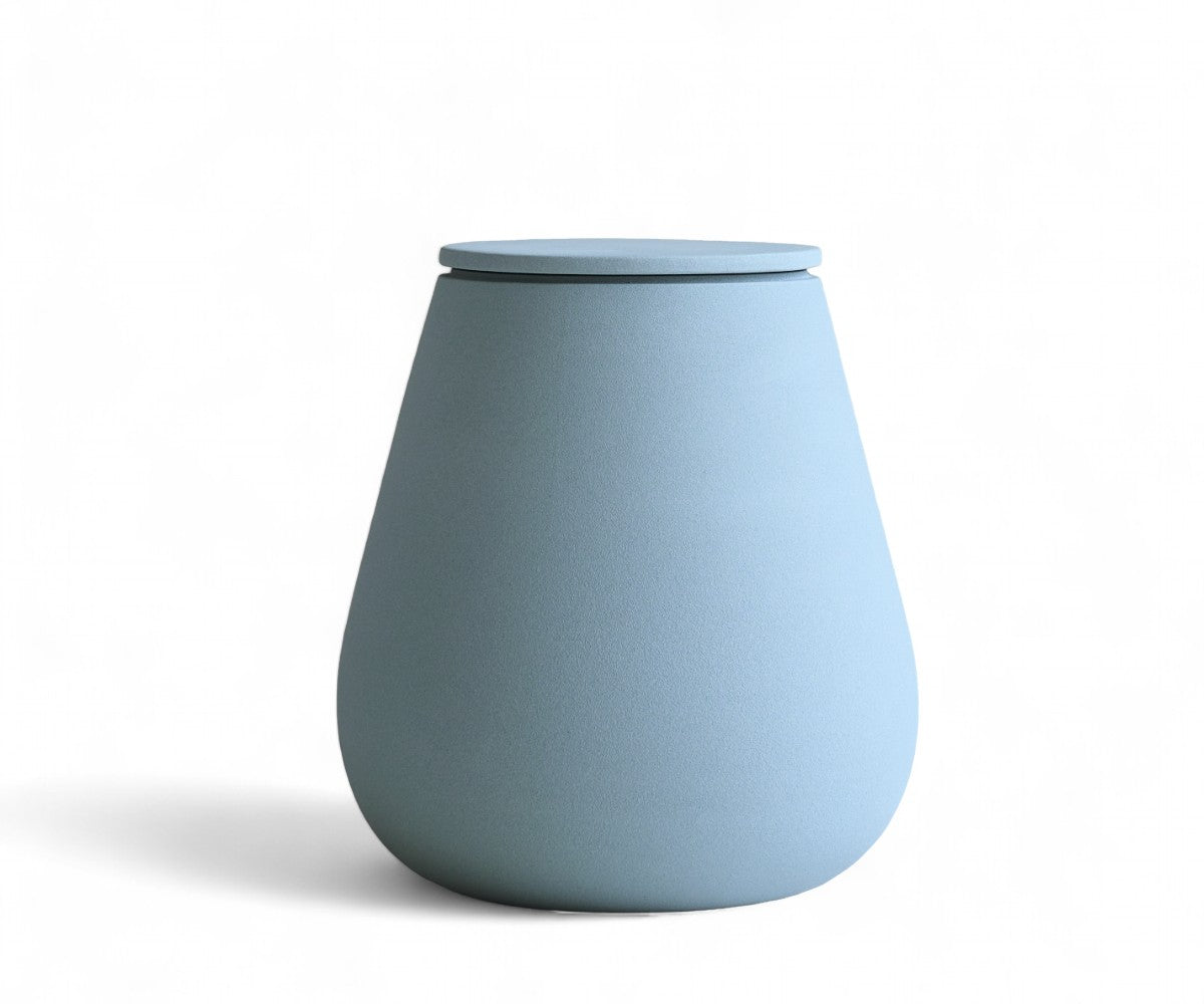 ATHOS - handmade eco urn in gray-blue engobe Grey Blue