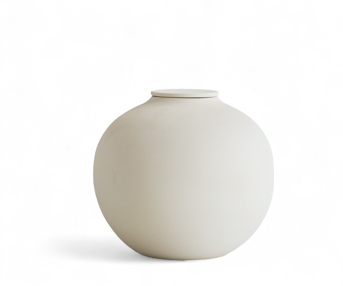 VEDA - handmade eco urn in soft beige engobe Beige