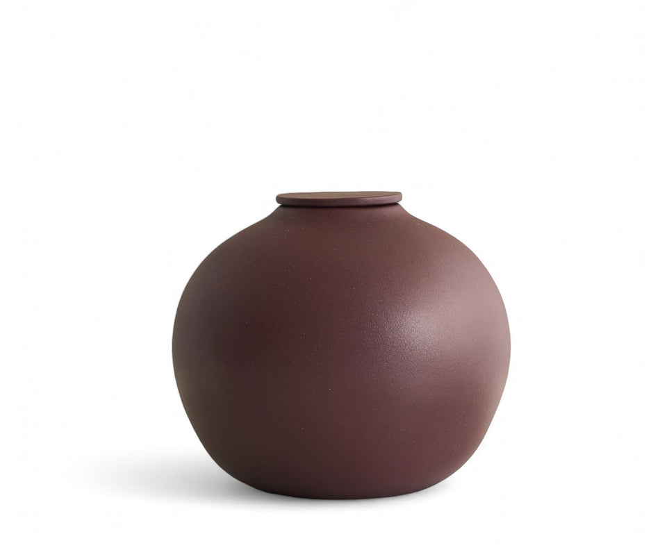 VEDA - handmade eco urn in reddish brown engobe Red Brown