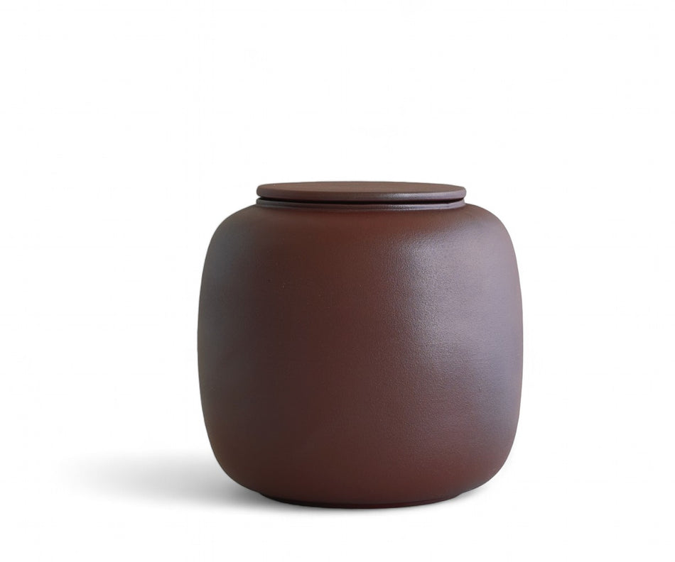 SERES - handmade eco urn in reddish brown engobe Red Brown