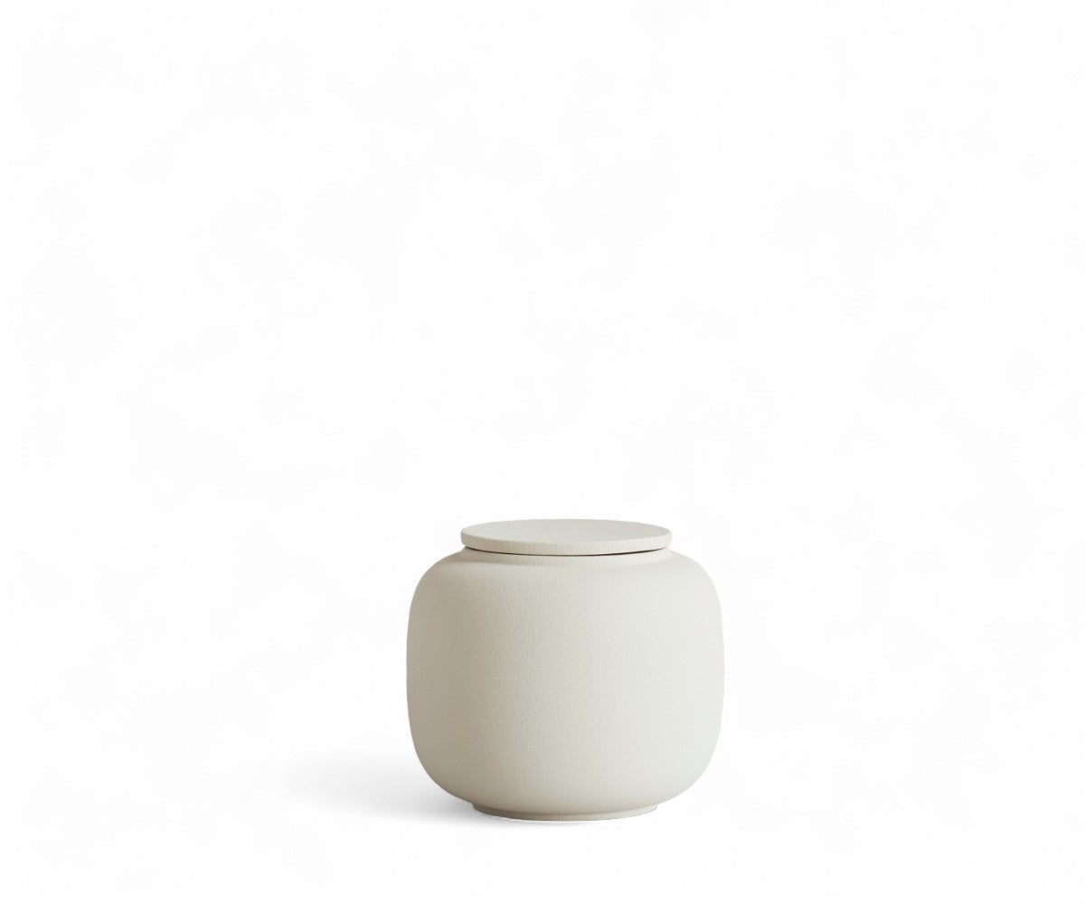 SERES small - handmade eco urn in soft beige engobe Beige