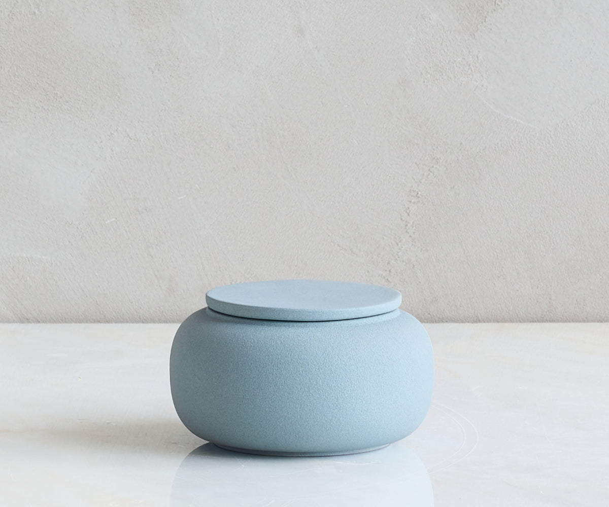 SERES mini - handmade eco urn in gray-blue engobe Grey Blue