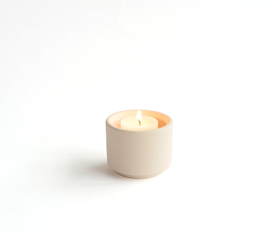 HELIOS - handmade mini urn with tea light holder in beige engobe Beige