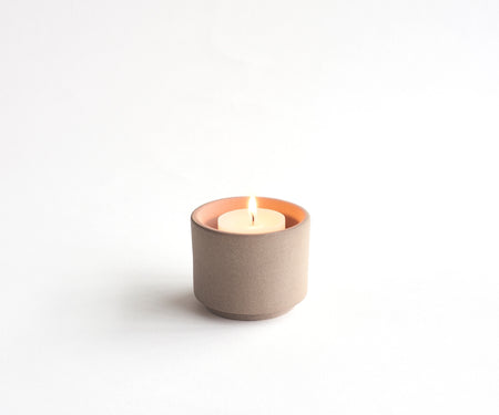 HELIOS - handmade mini urn with tea light holder in sand engobe Sand-colored