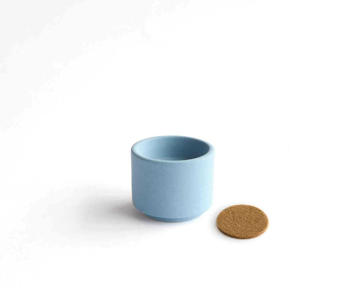 HELIOS - handmade mini urn with tea light holder in gray-blue engobe Grey Blue