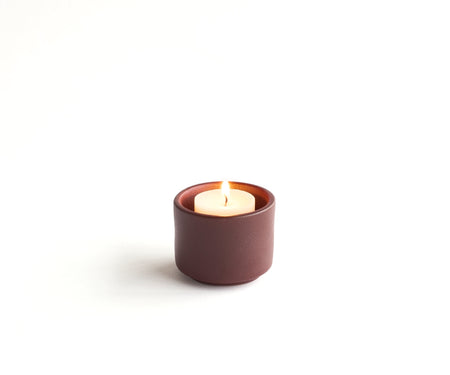 HELIOS - handmade mini urn with tea light holder in reddish brown engobe Red Brown