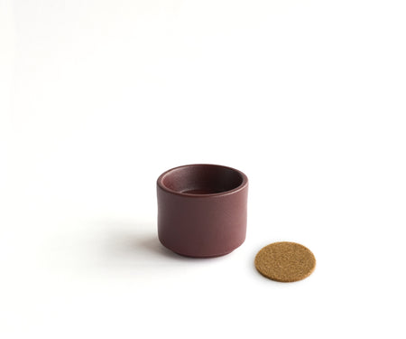 HELIOS - handmade mini urn with tea light holder in reddish brown engobe Red Brown