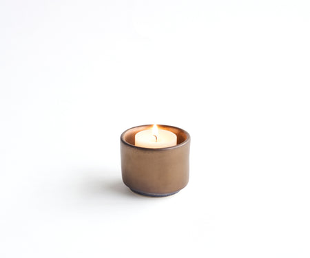 HELIOS - handmade mini urn with tea light holder in copper colored ceramic Copper