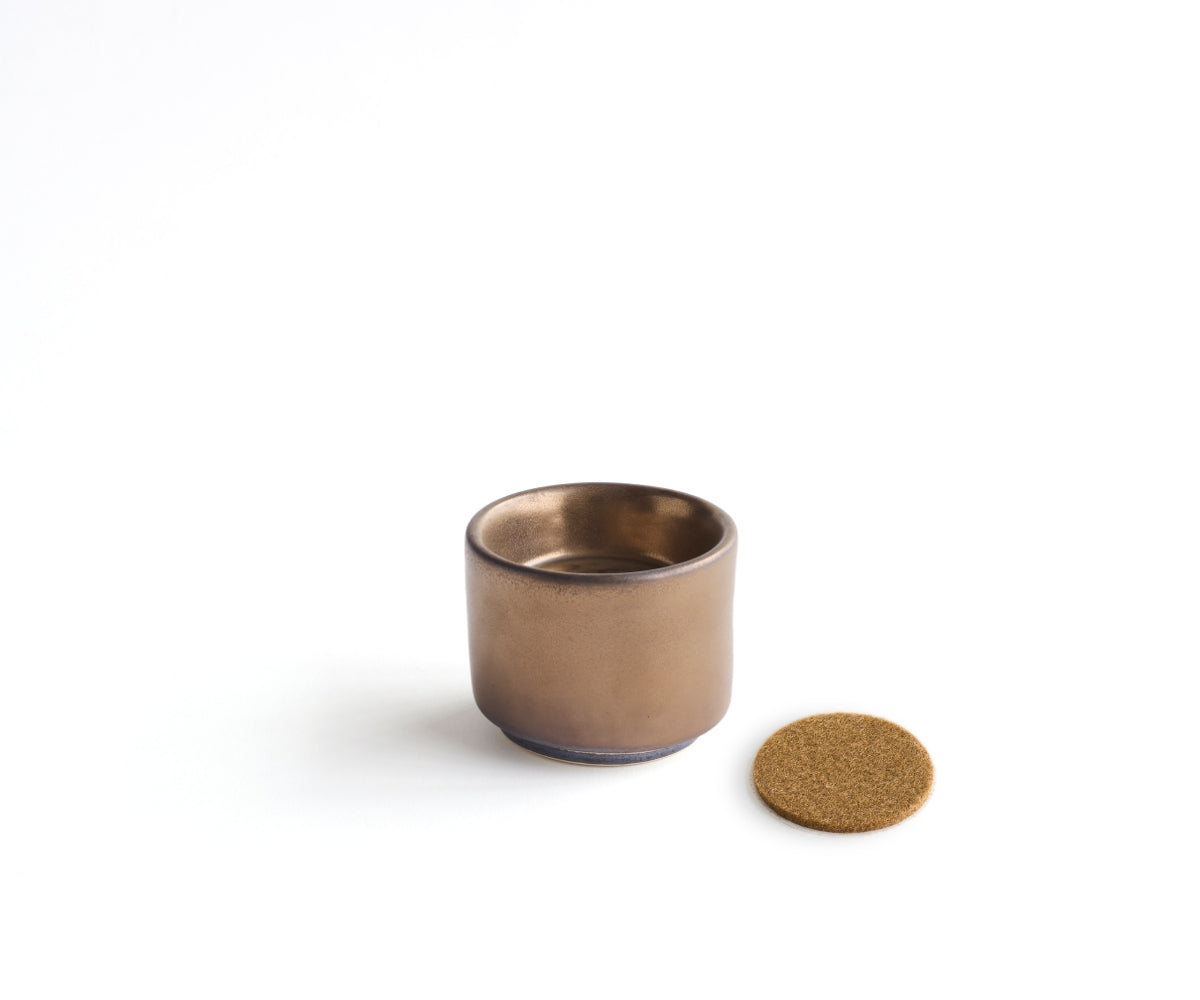 HELIOS - handmade mini urn with tea light holder in copper colored ceramic Copper