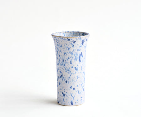 TULIPA - handmade vase in white and blue speckled ceramic White Blue