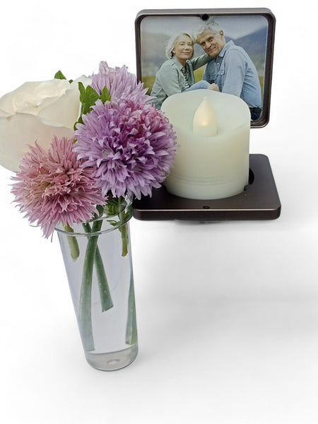 Contemporary candle holder with Soliflore vase - Taupe Taupe